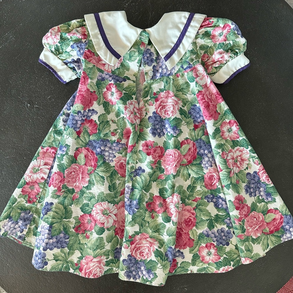 Jo Lene Floral Dress with Purple Bow - Picture 2 of 4